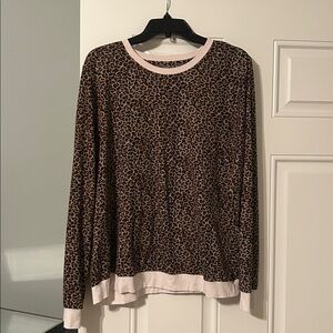 ZYIA Active Leopard Print Top with Cream Trim